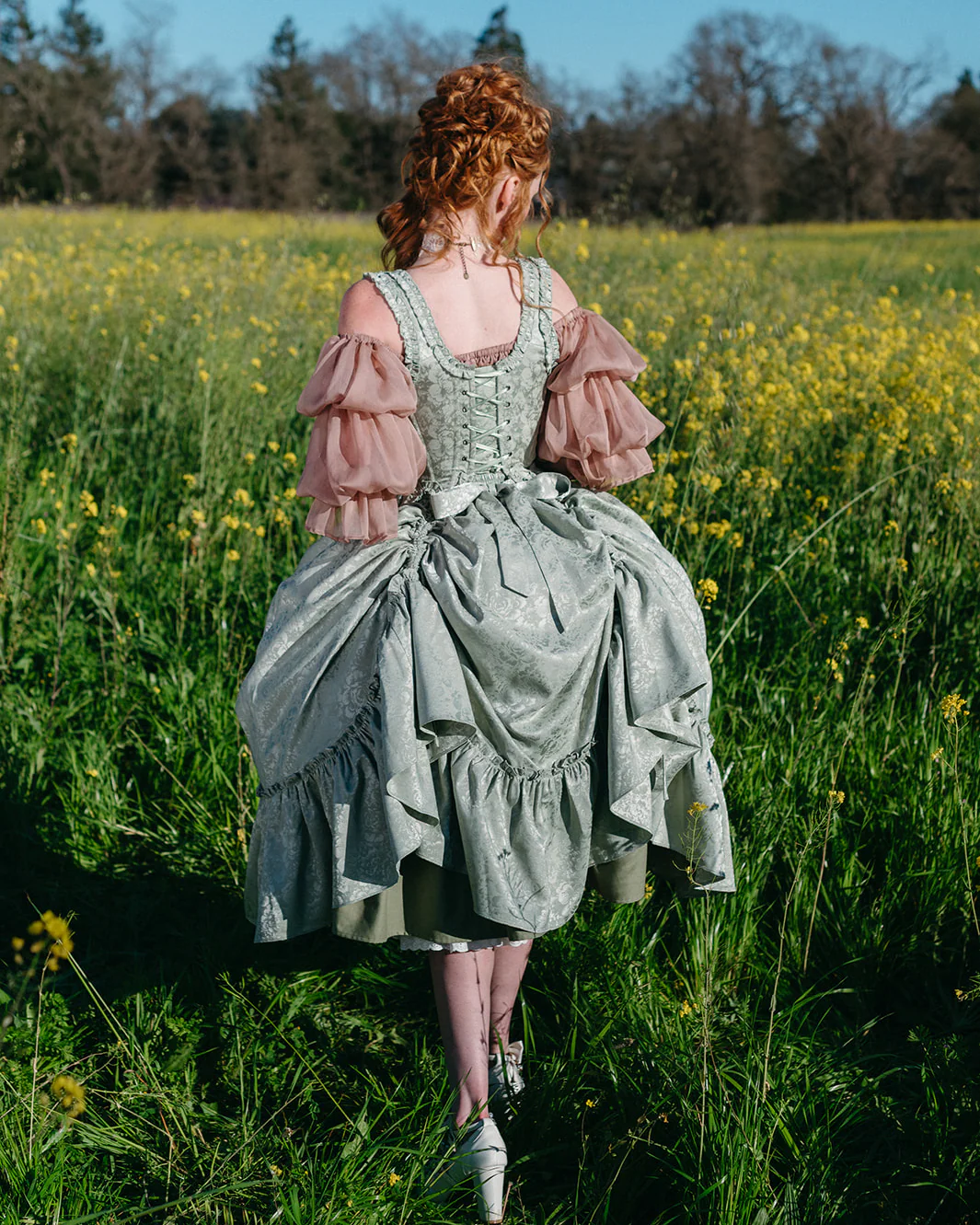 Mint Floral Ruffle Skirt - Image 15