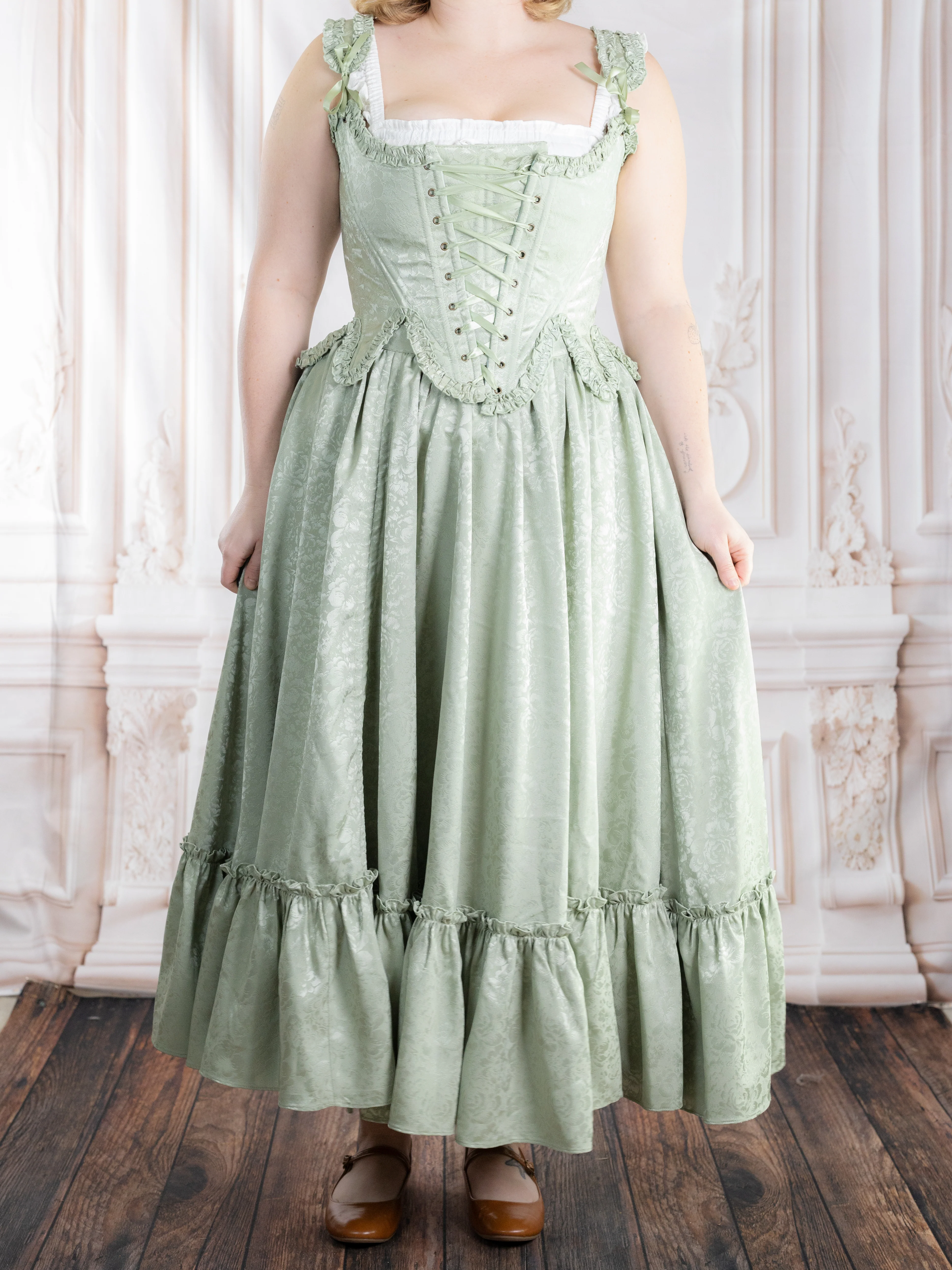 Mint Floral Ruffle Skirt - Image 9