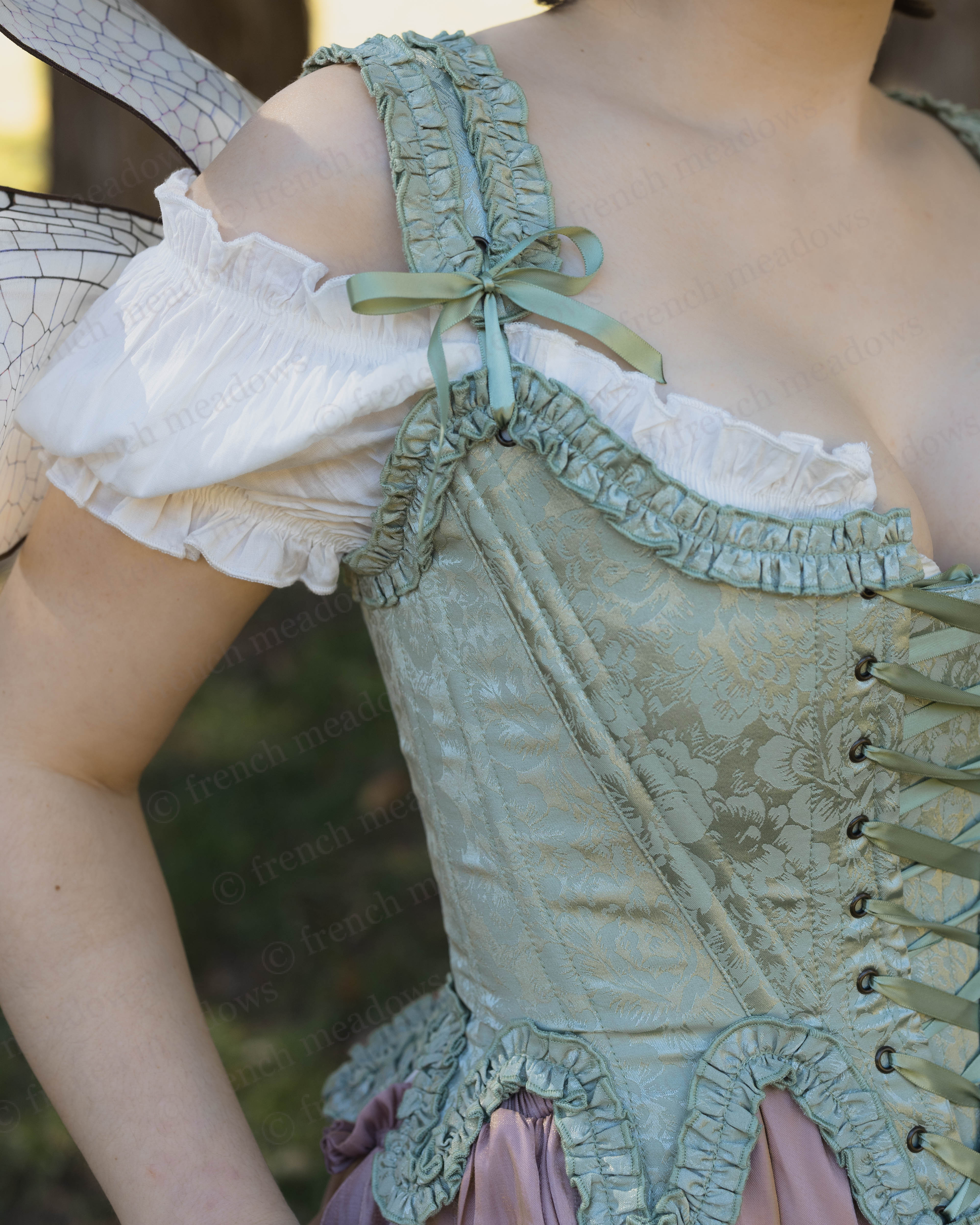 Mint Green Floral 18th Century Stays - Image 24