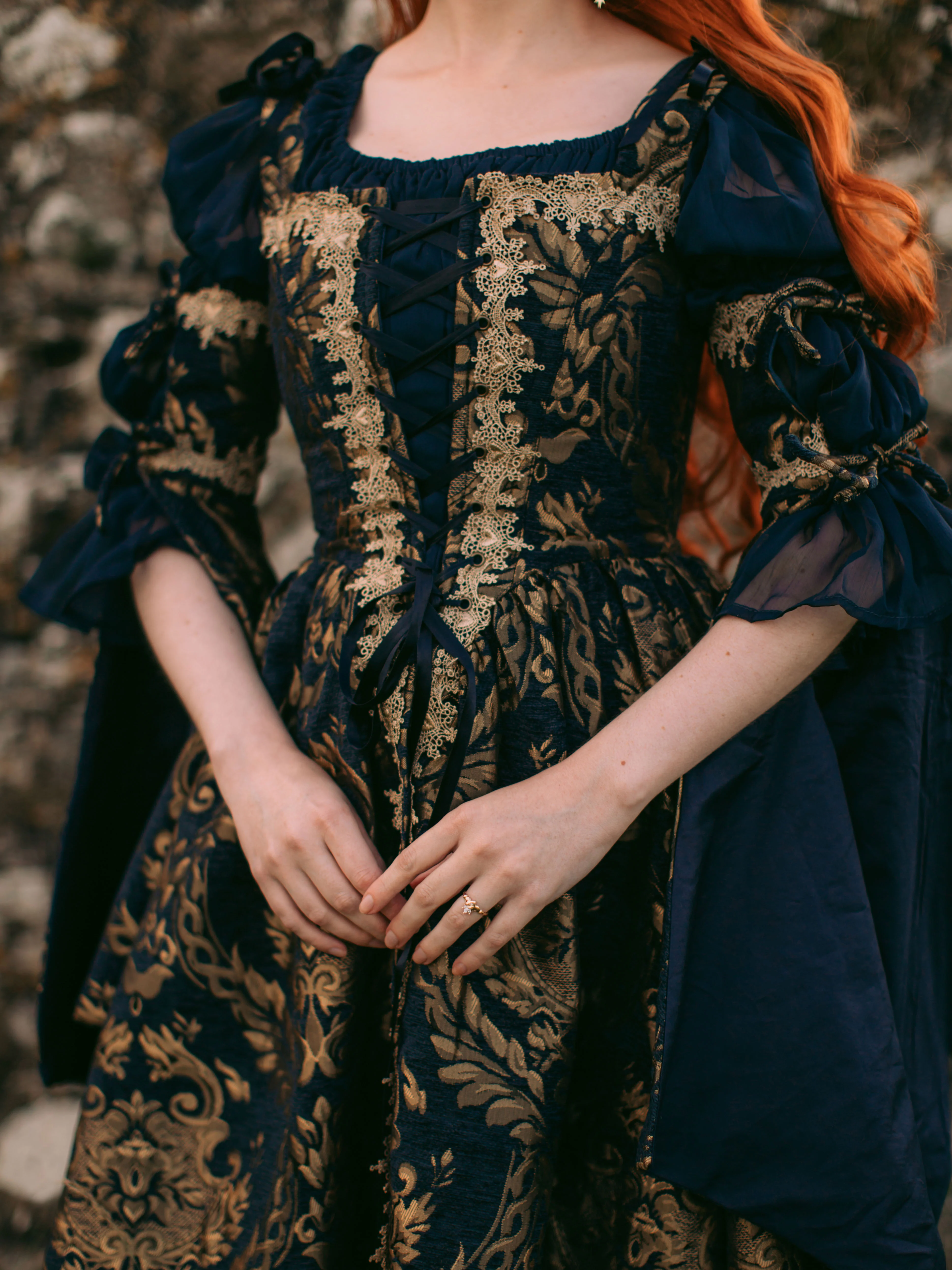 Navy Blue Chenille Corset Dress - Image 6