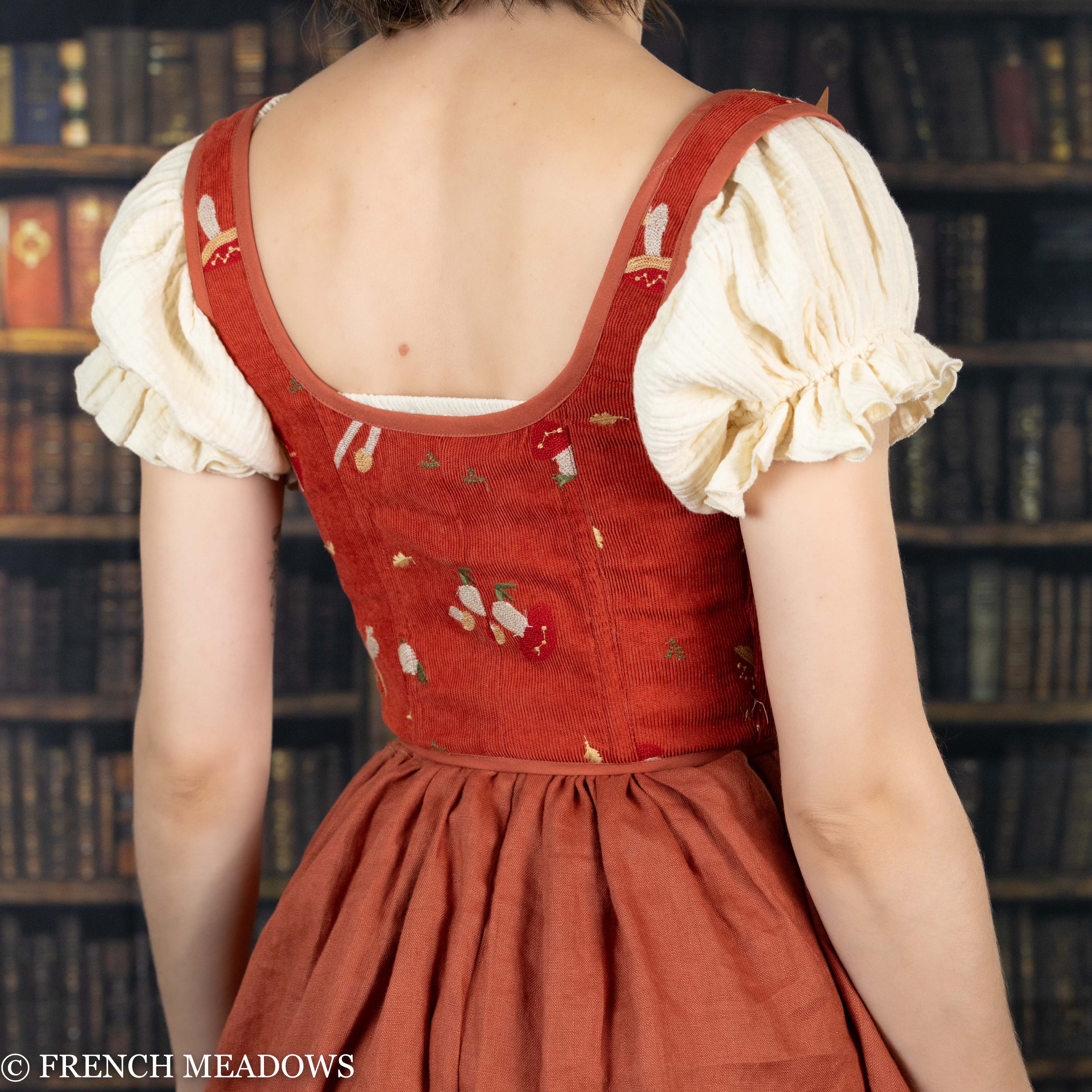 Handmade Corduroy Embroidered Mushroom Corset - Image 3