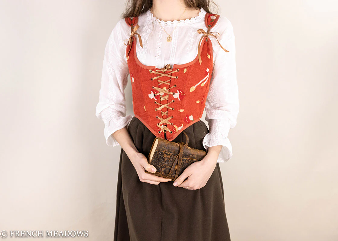 Handmade Corduroy Embroidered Mushroom Corset - Image 6