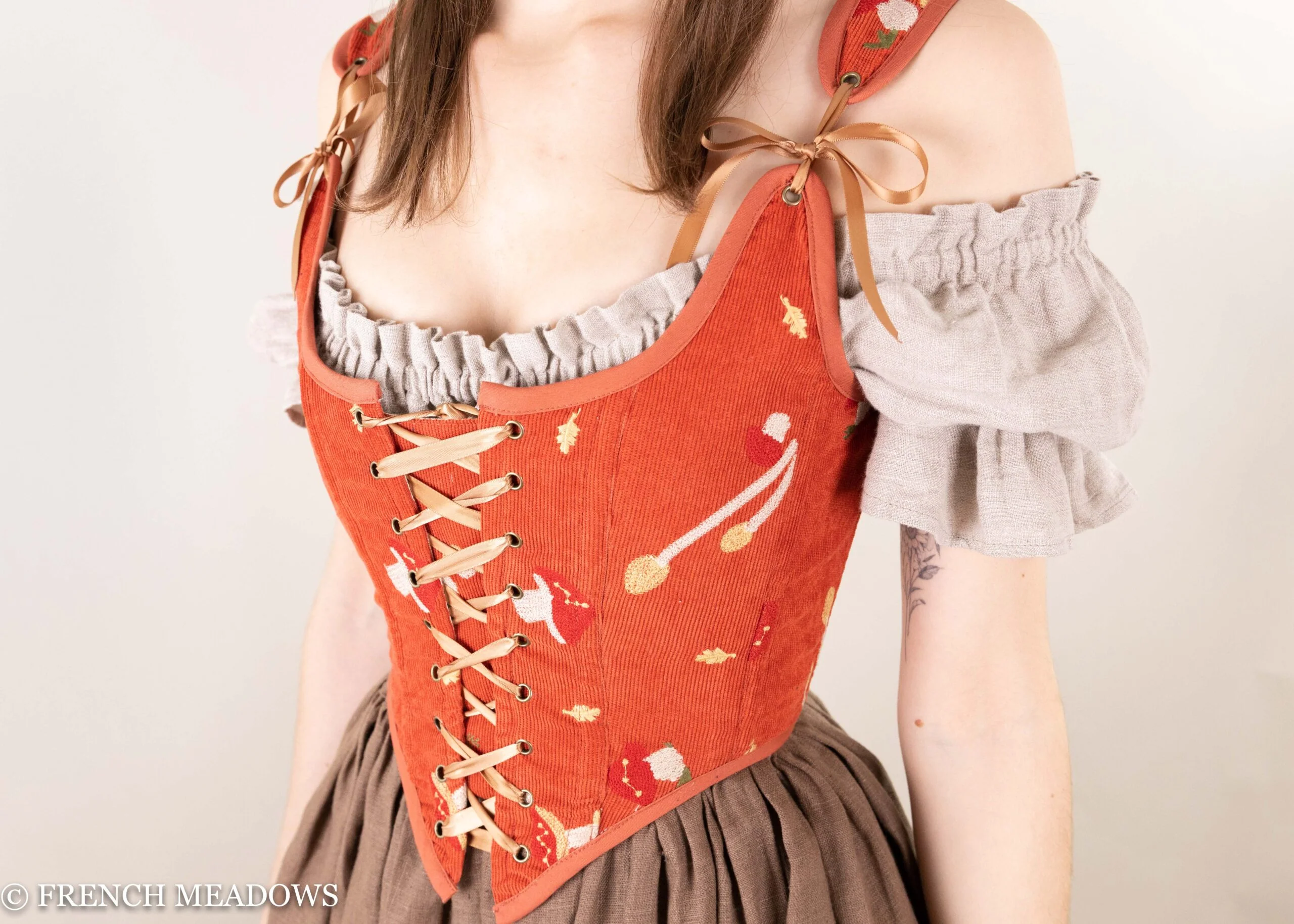 Handmade Corduroy Embroidered Mushroom Corset - Image 7