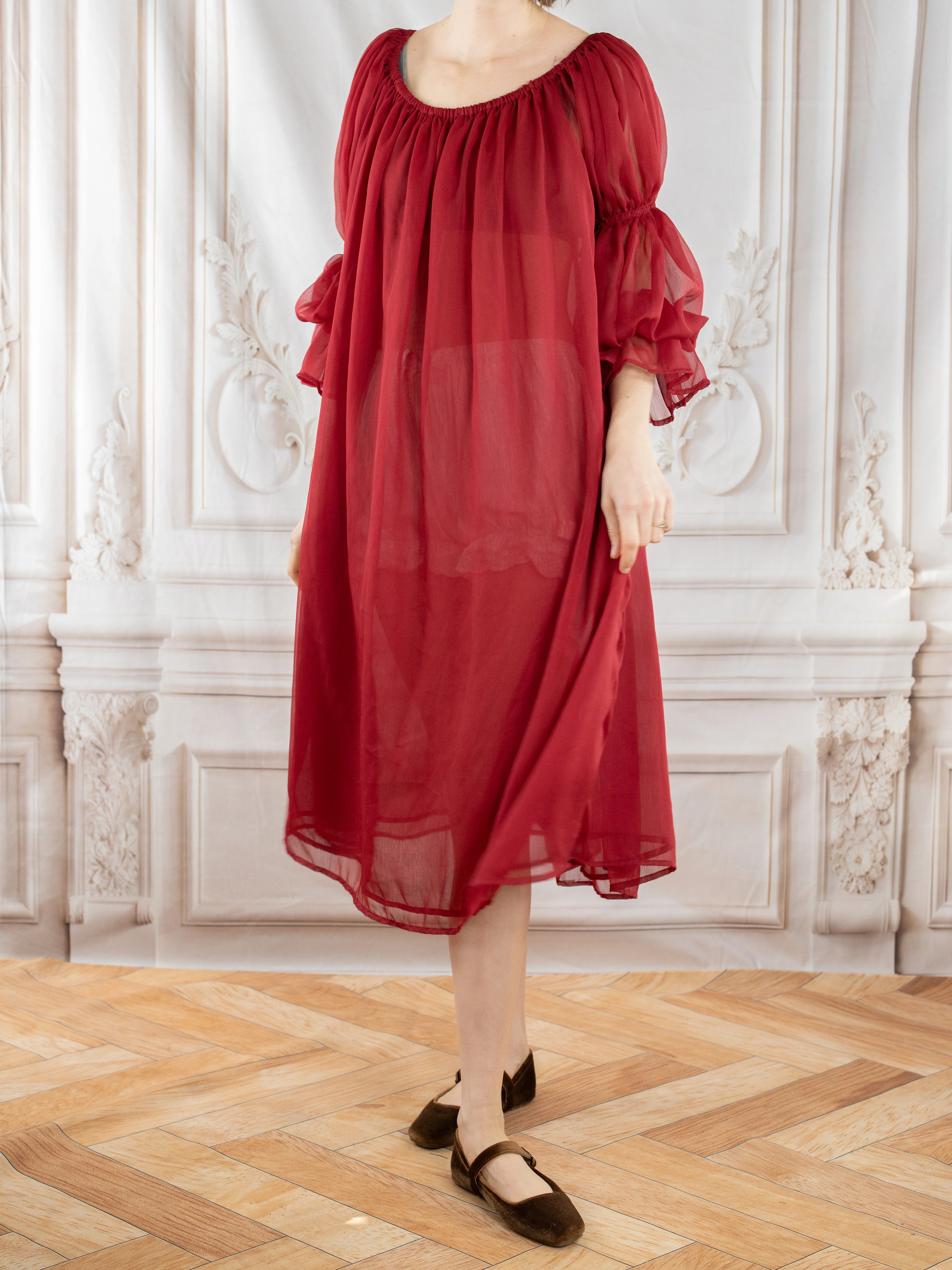 Red Chiffon Chemise - Image 3