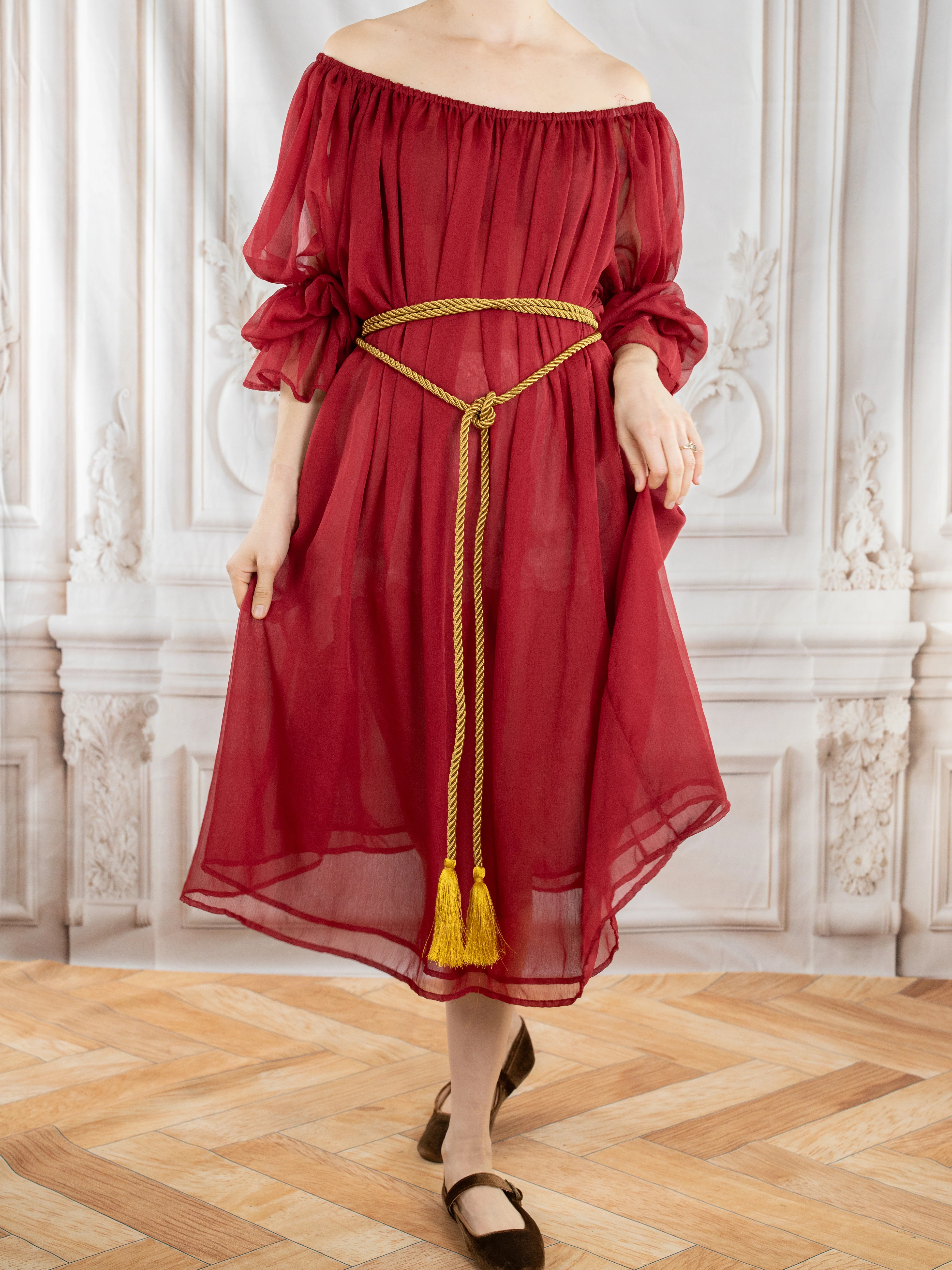 Red Chiffon Chemise - Image 6