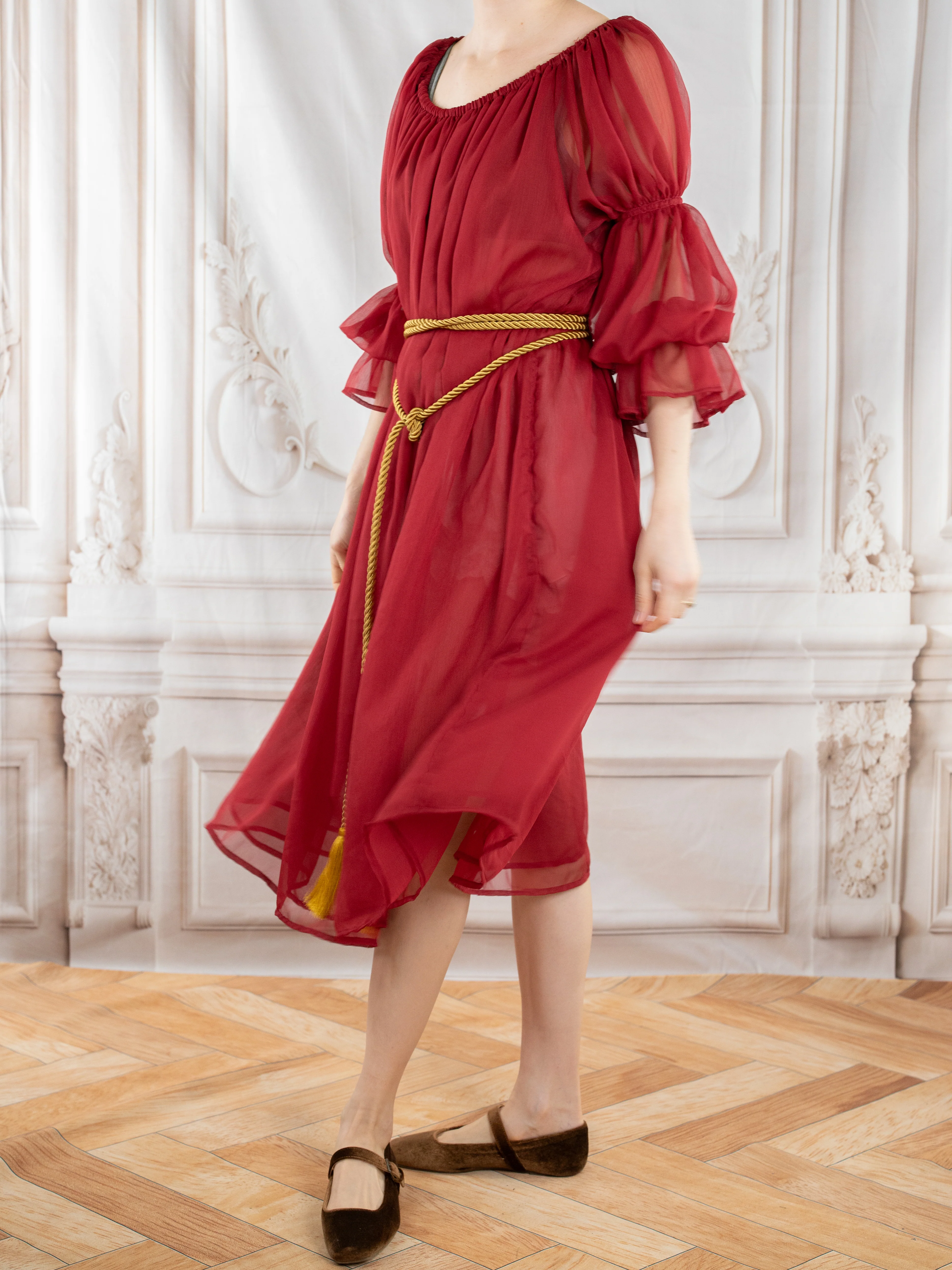 Red Chiffon Chemise - Image 7