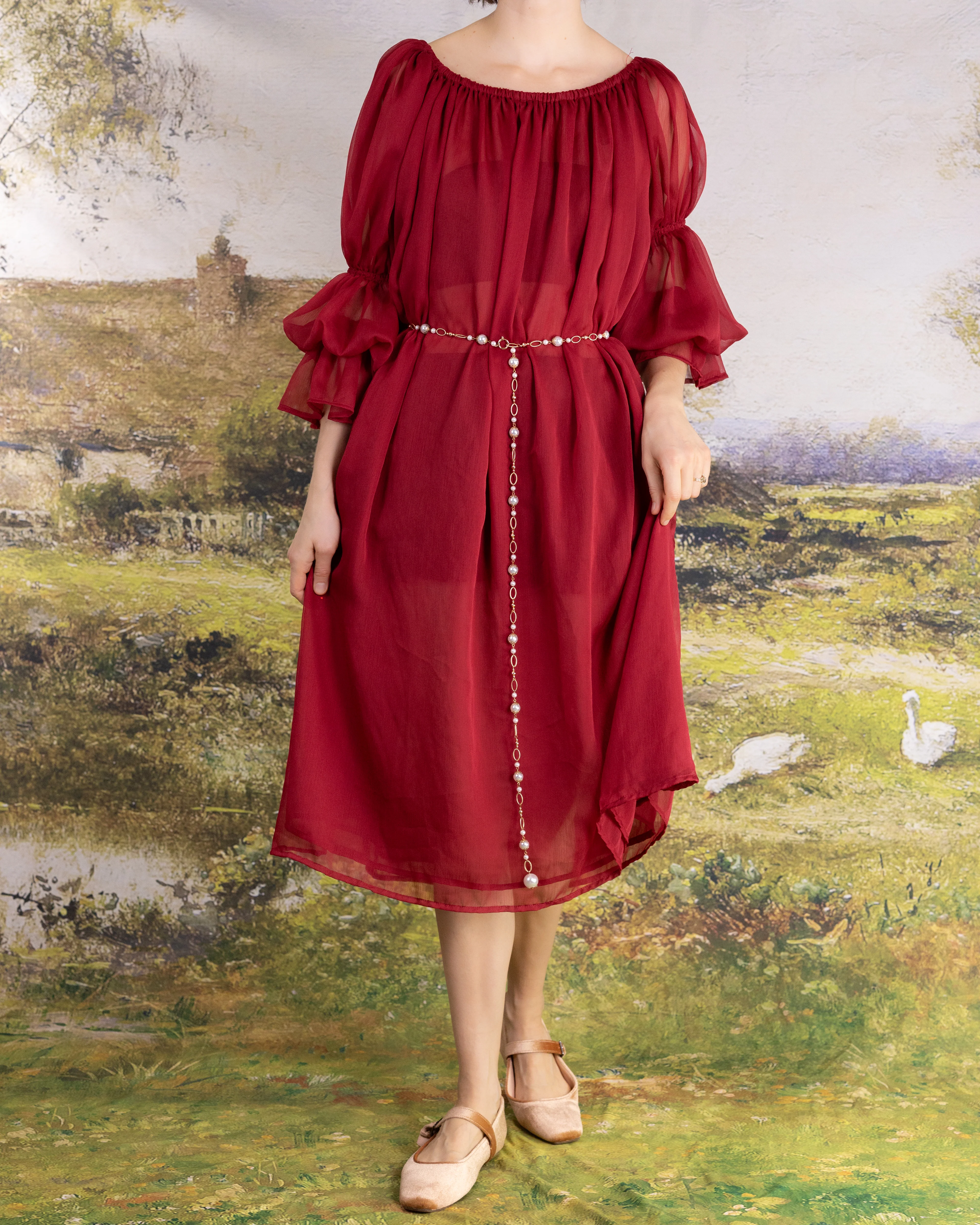 Red Chiffon Chemise - Image 8