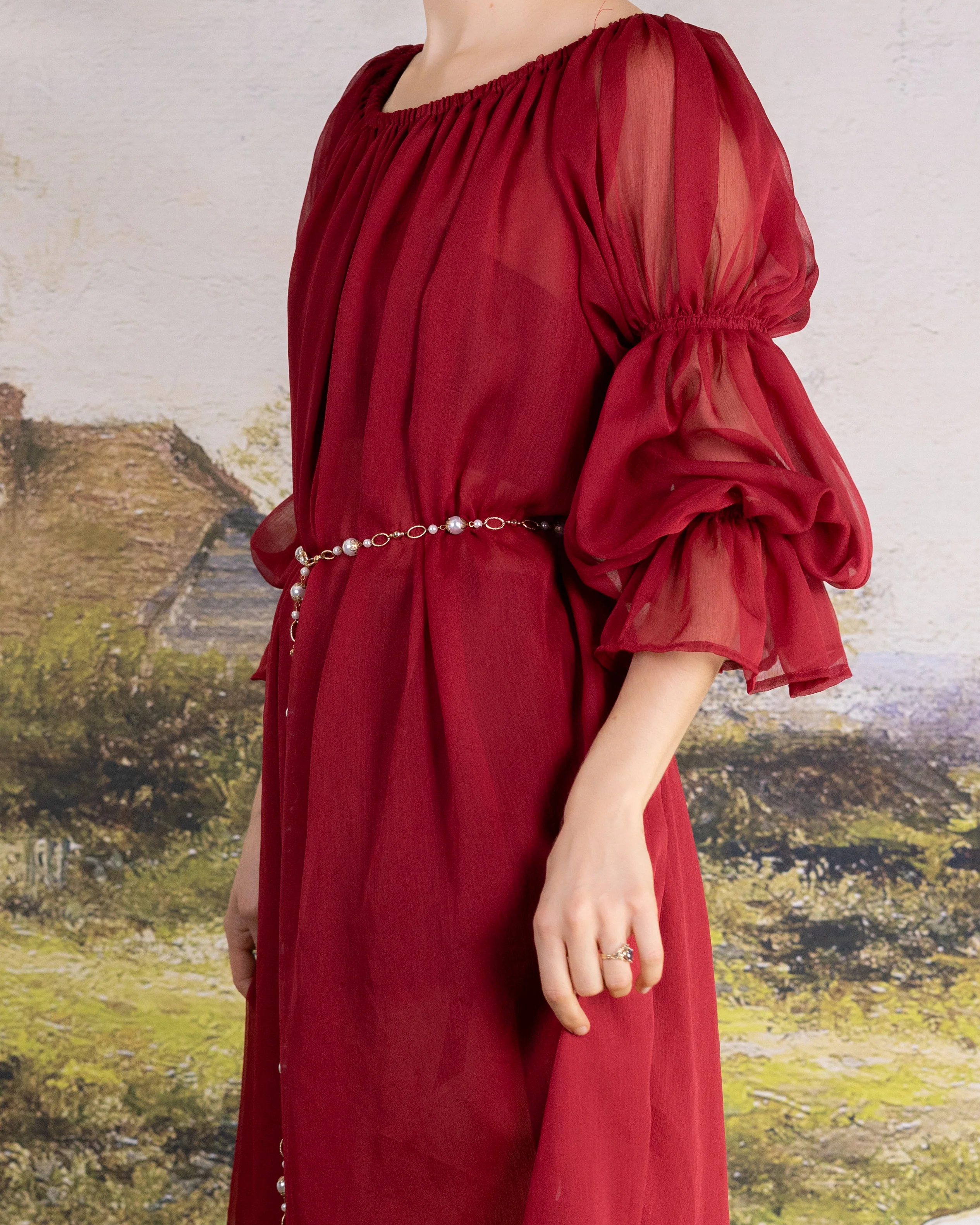 Red Chiffon Chemise - Image 9