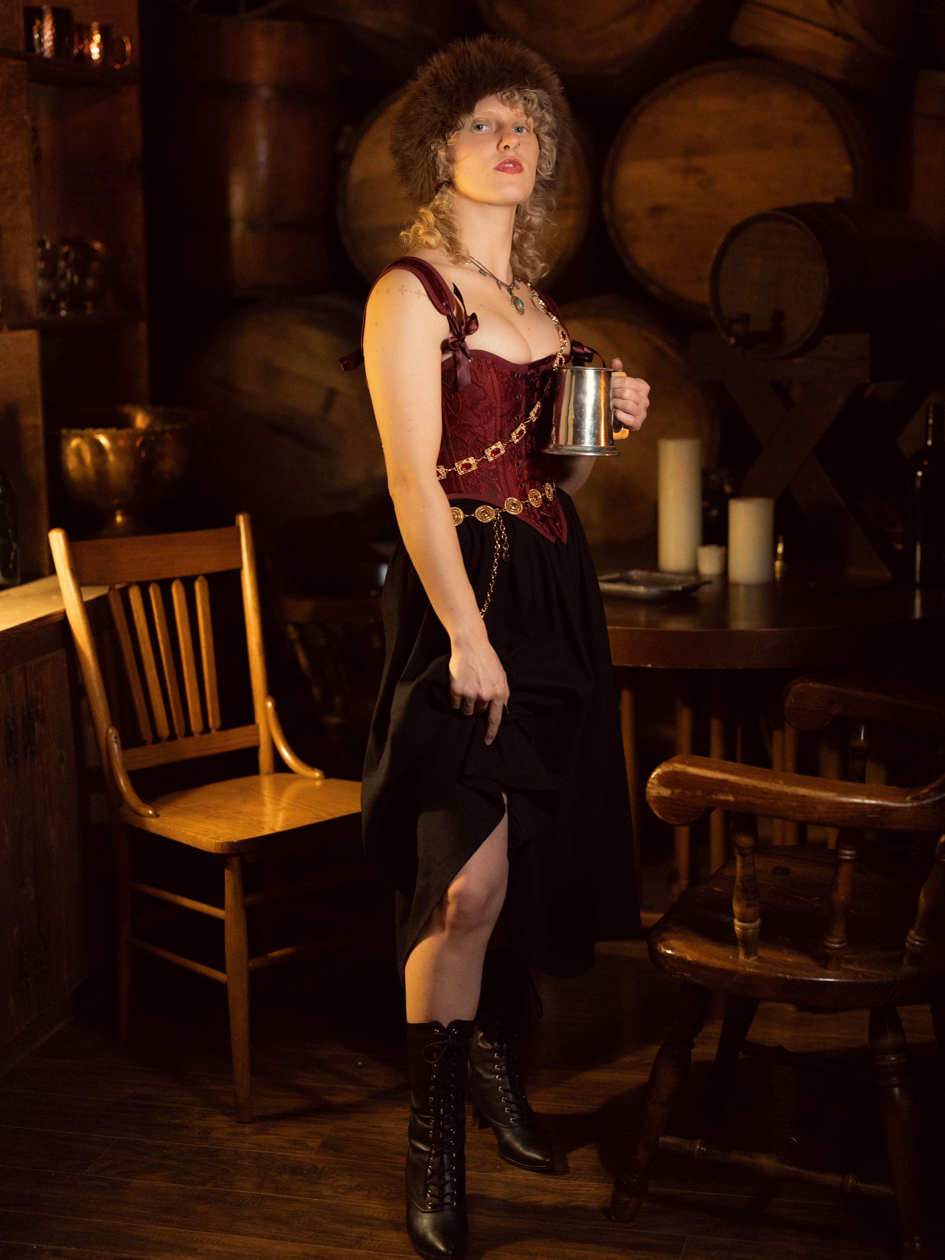 Red Floral Jacquard Corset - Image 2