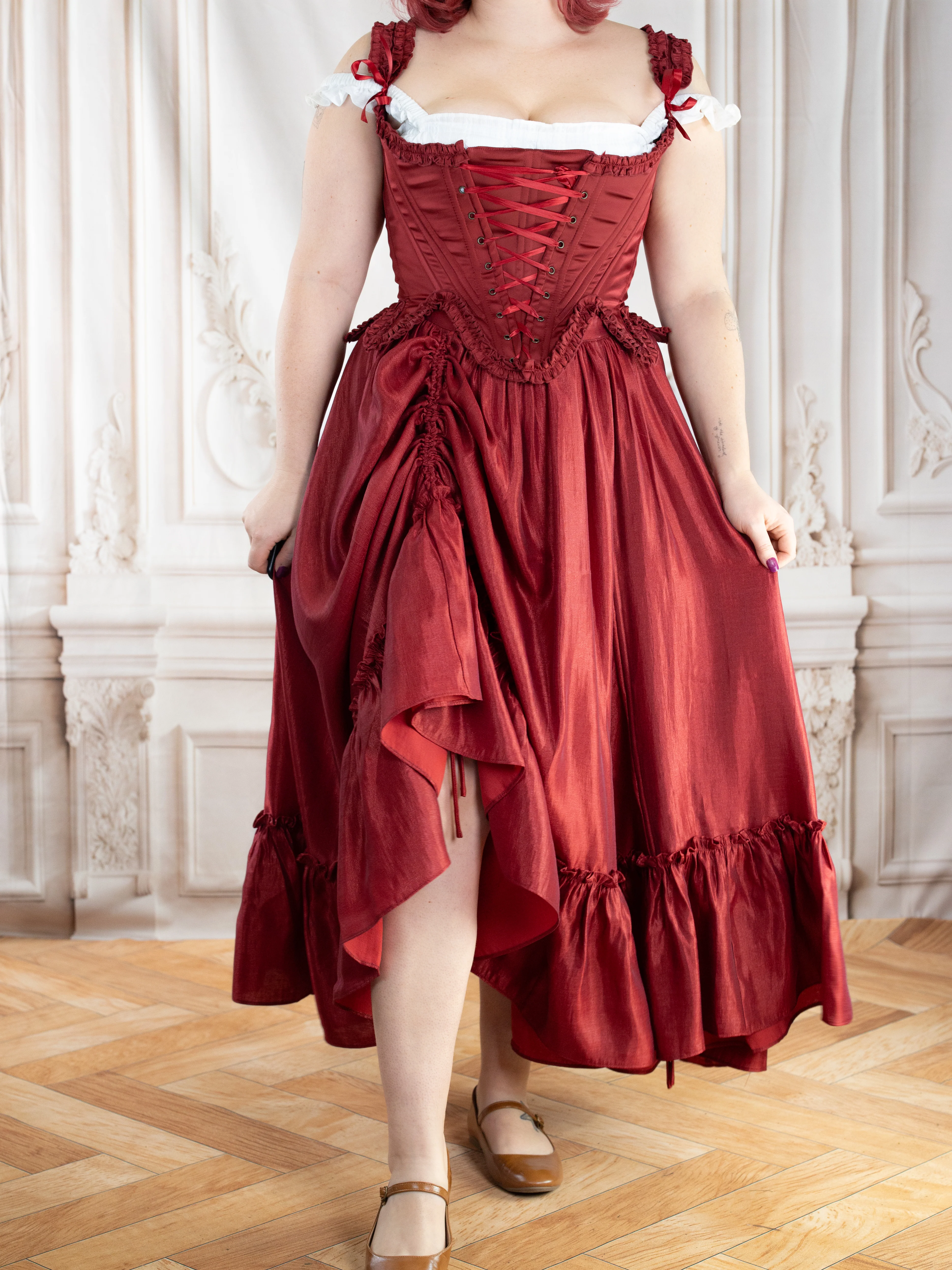 Red Satin 18th Century Stays - Image 13