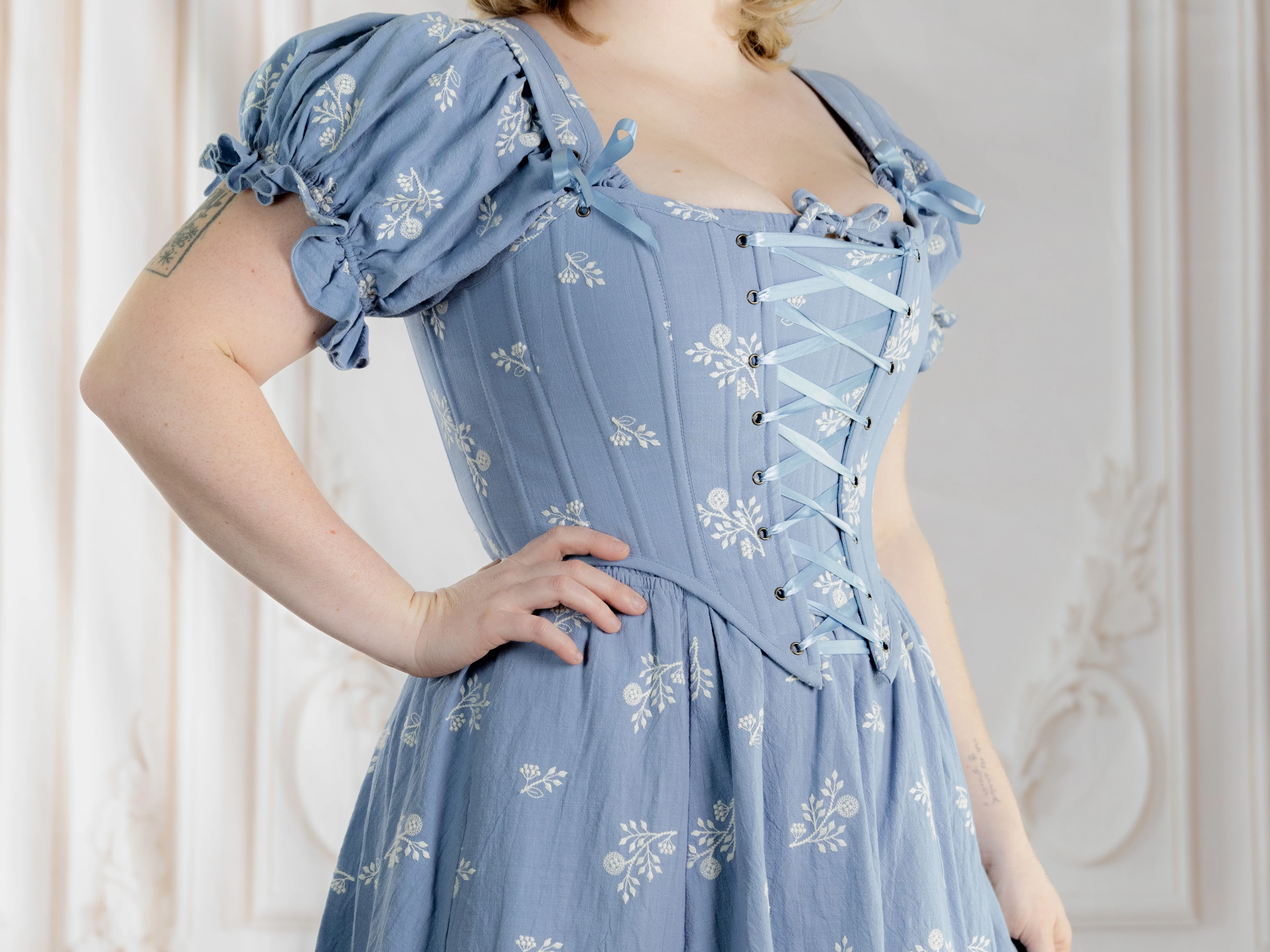 Regency Blue Floral Corset - Image 15