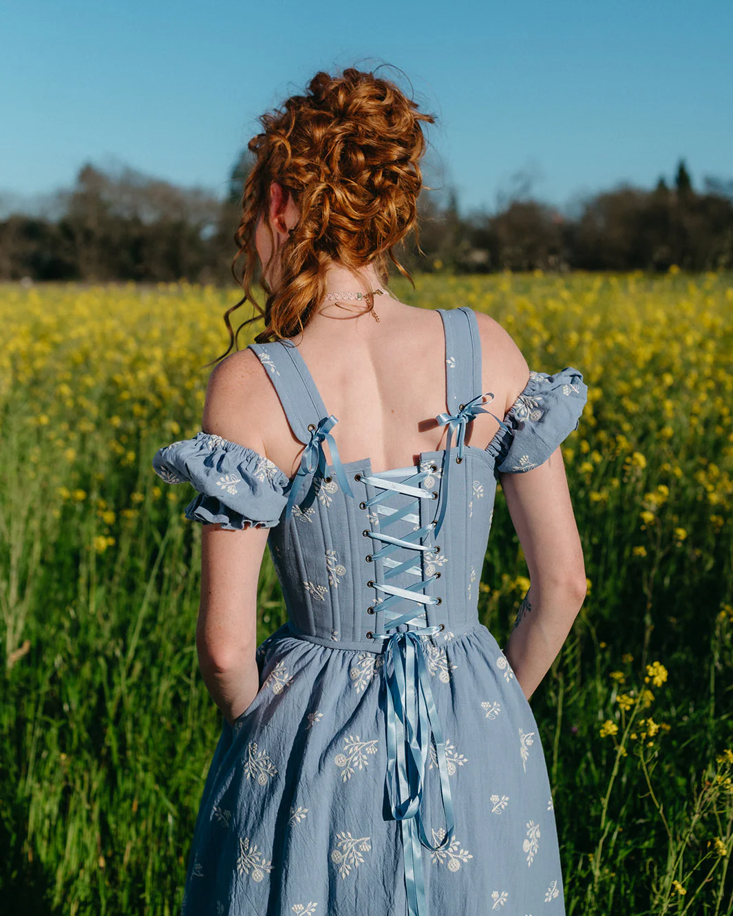 Regency Blue Floral Corset - Image 5