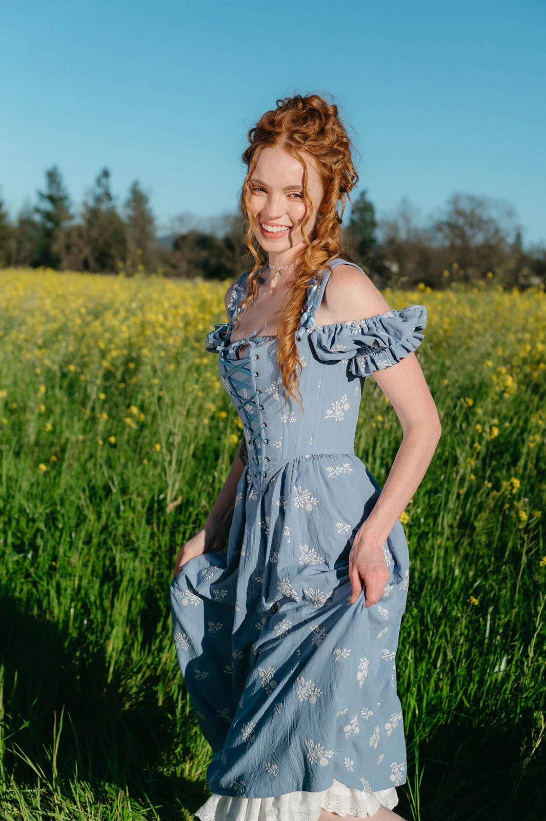 Regency Blue Floral Corset - Image 6