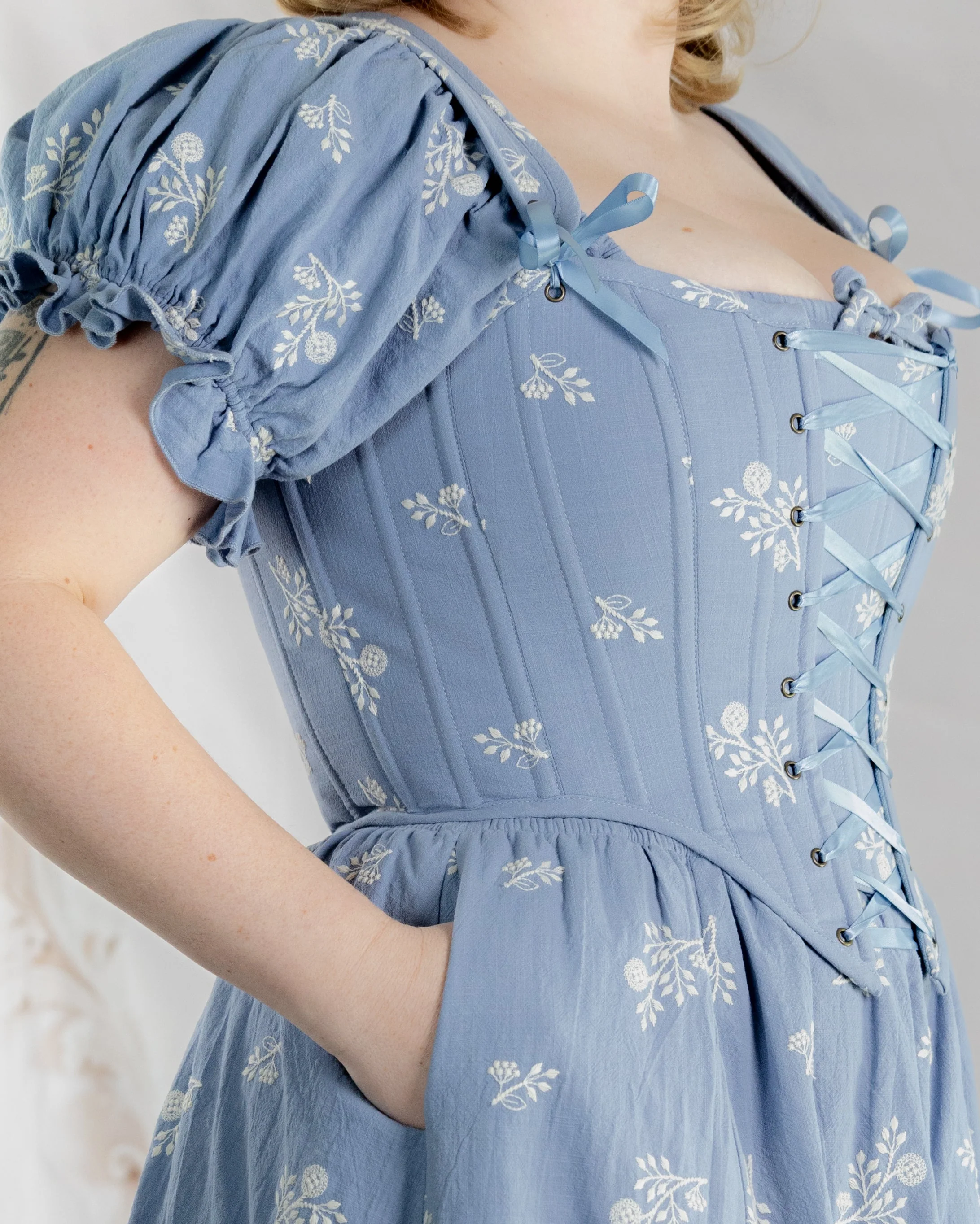 Regency Blue Floral Corset - Image 9