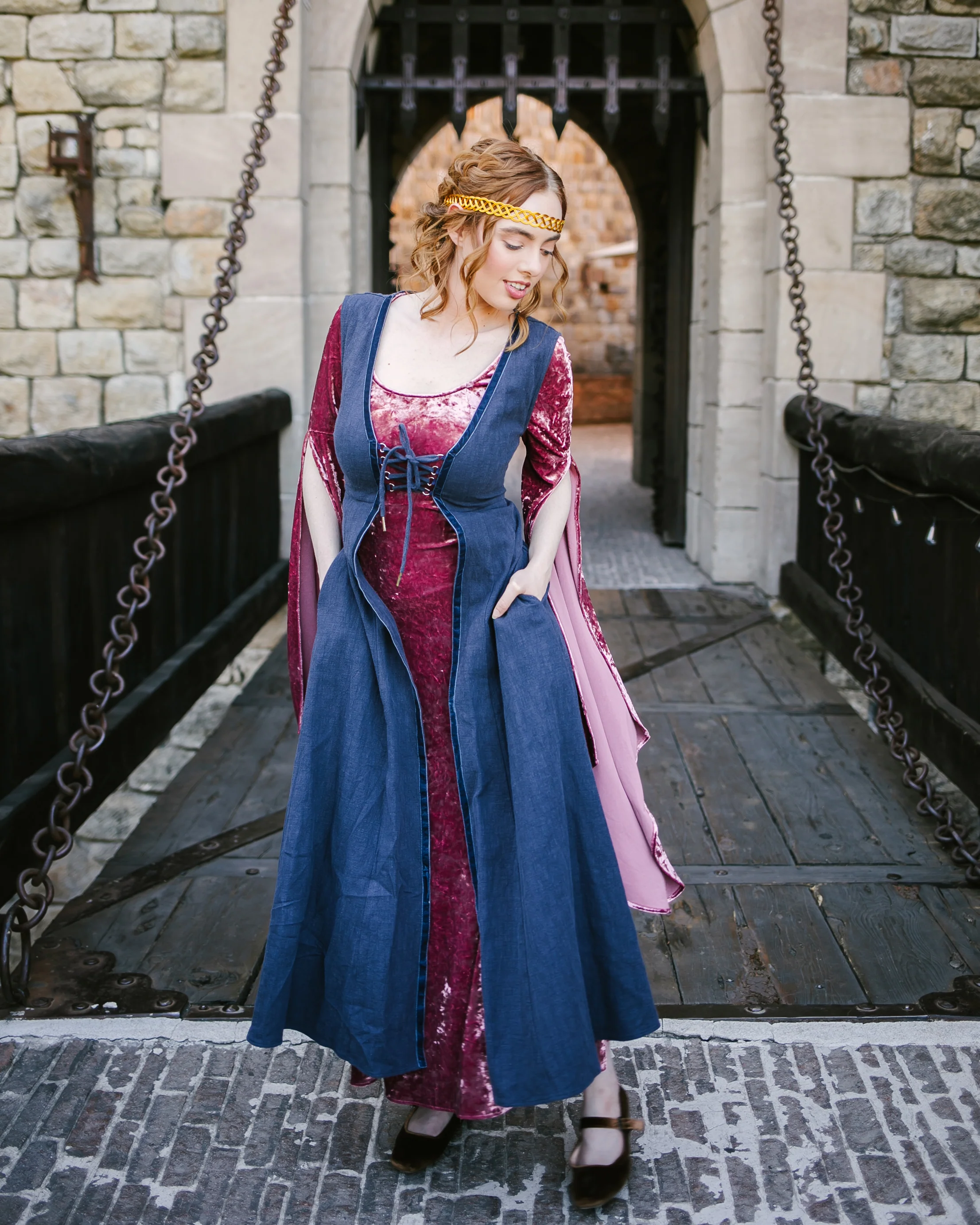 Stained Blackberry Velvet Bell Sleeve Dress - Image 3