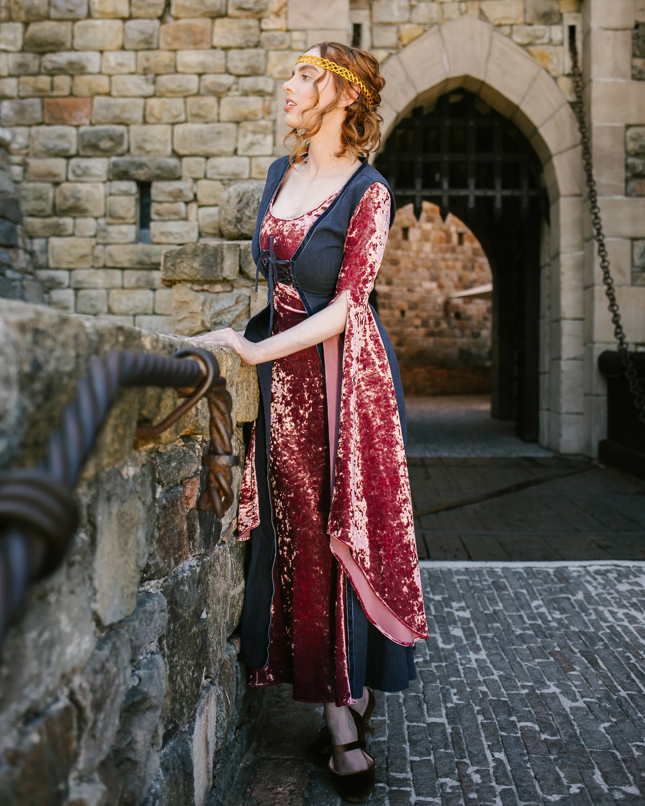 Stained Blackberry Velvet Bell Sleeve Dress - Image 7