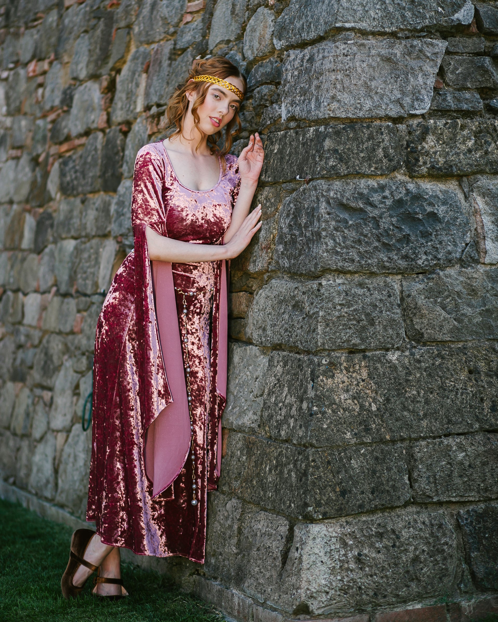 Stained Blackberry Velvet Bell Sleeve Dress - Image 9