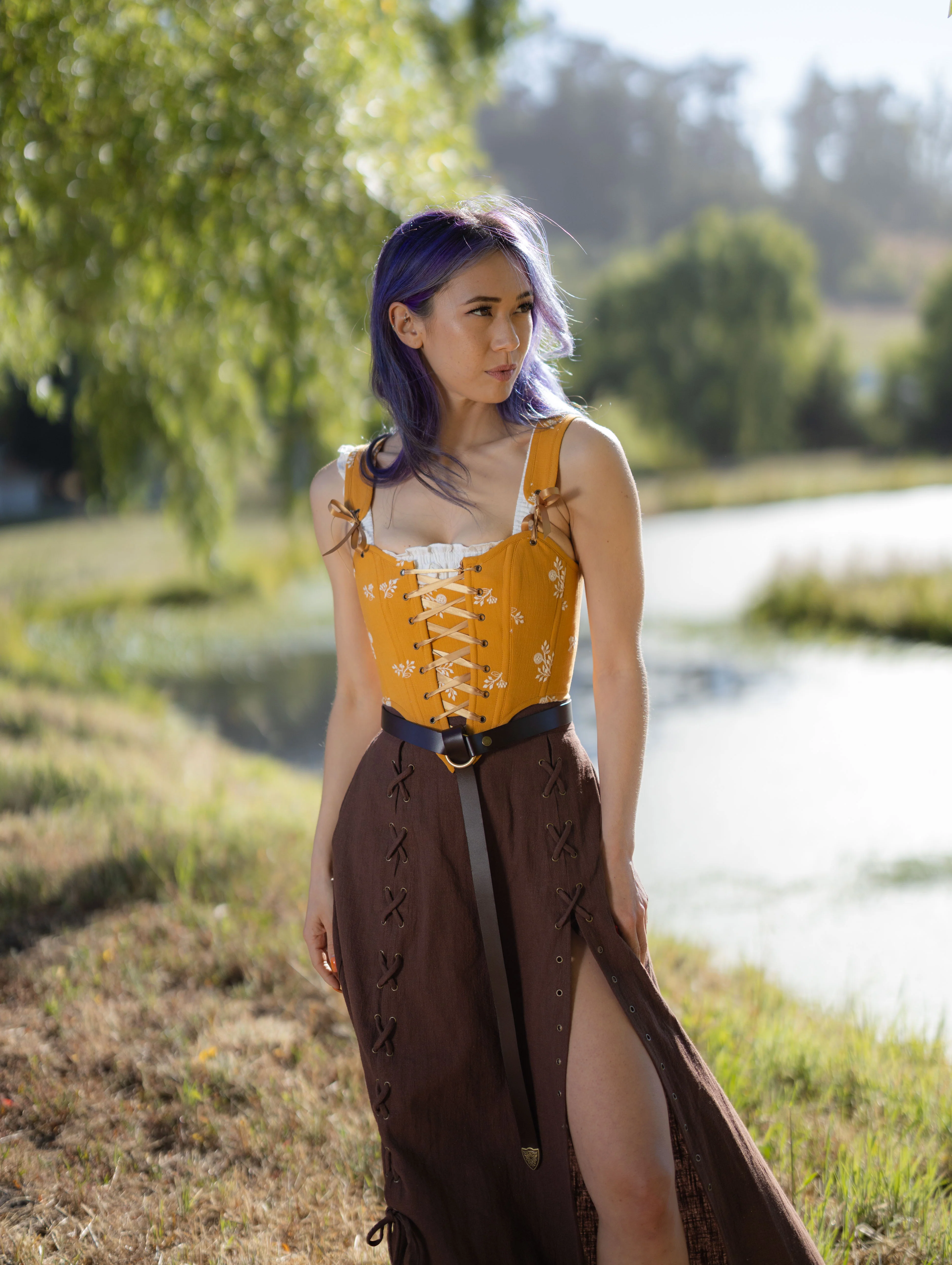 Yellow and White Floral Corset - Image 2