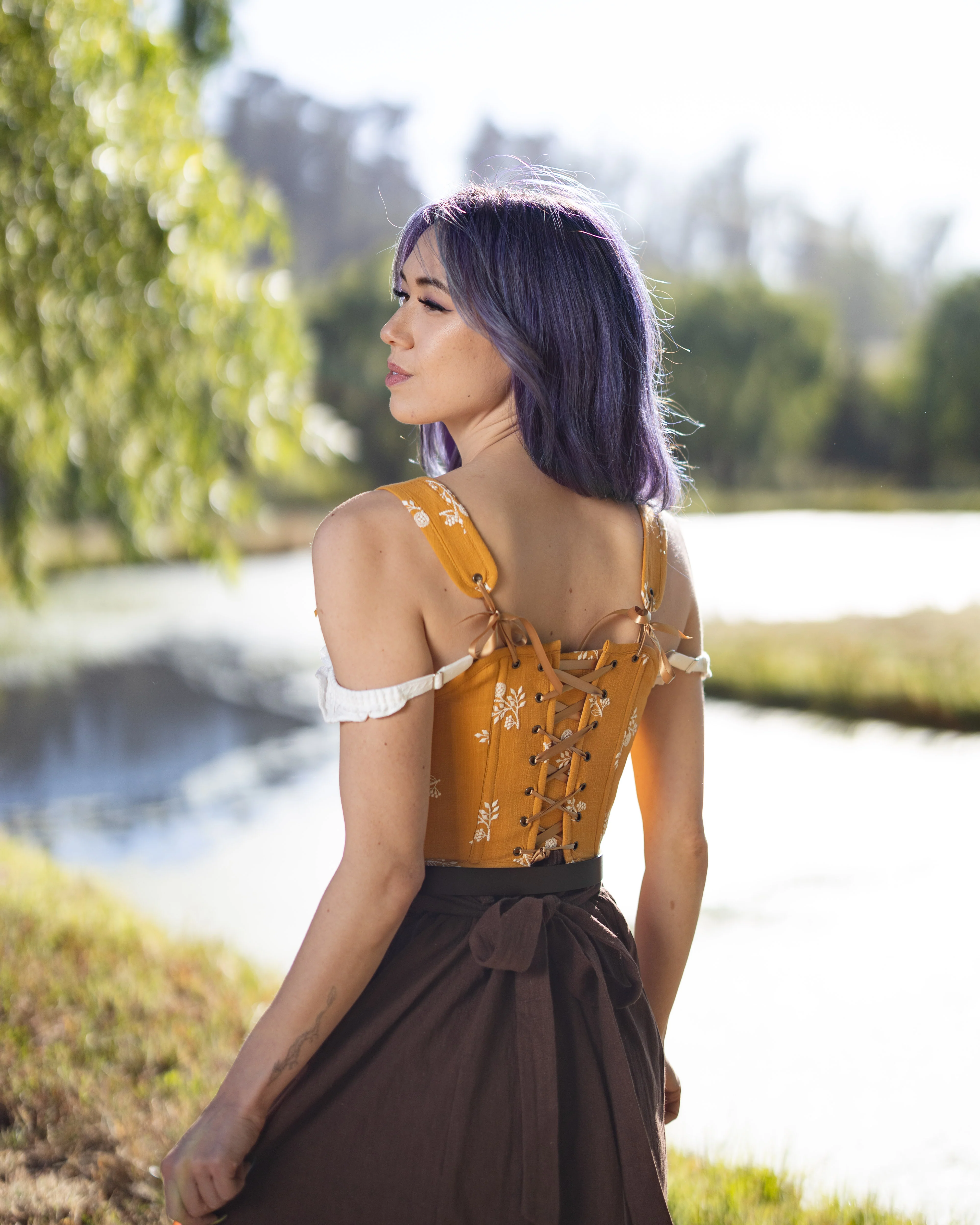 Yellow and White Floral Corset - Image 5